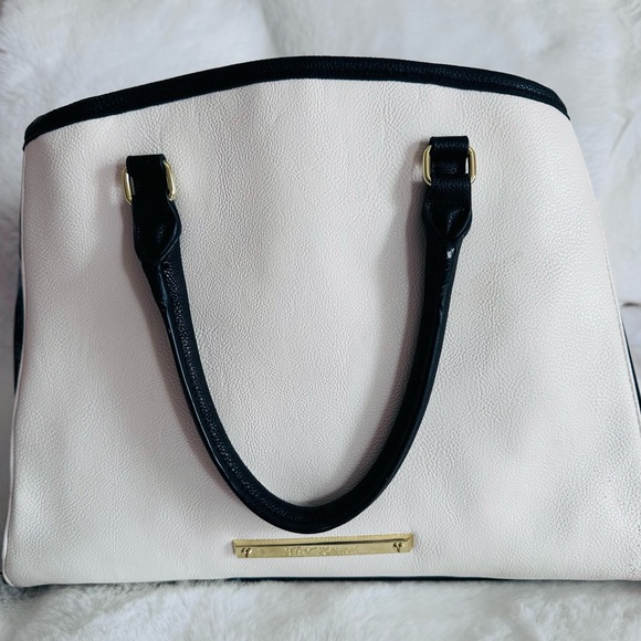 Betsey Johnson Black and Cream Satchel with Dramatic Bow - Picture 4 of 10